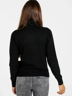 Nova Pullover dolcevita da donna con strass - nero