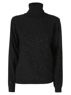 Nova Pullover dolcevita donna con paillettes - nero