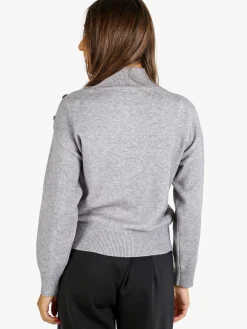 Nova Pullover donna a collo alto con bottoni - grigio