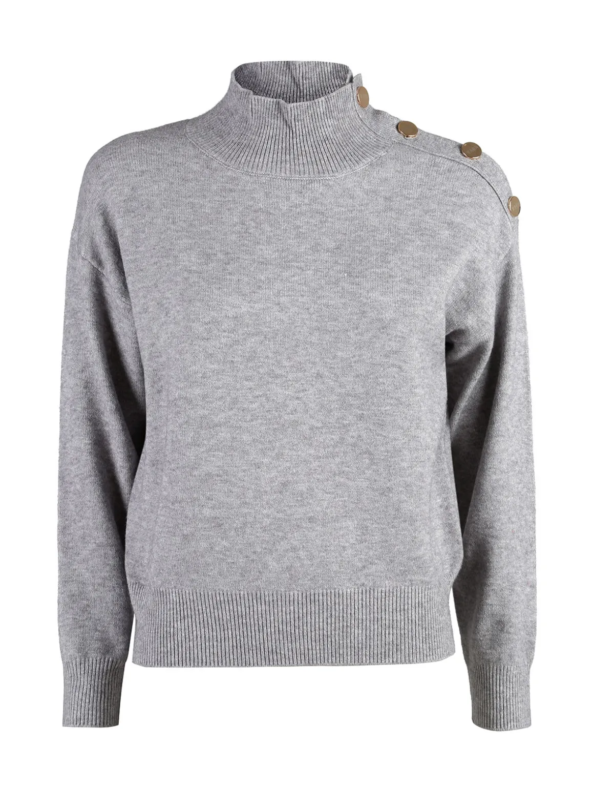 Nova Pullover donna a collo alto con bottoni - grigio