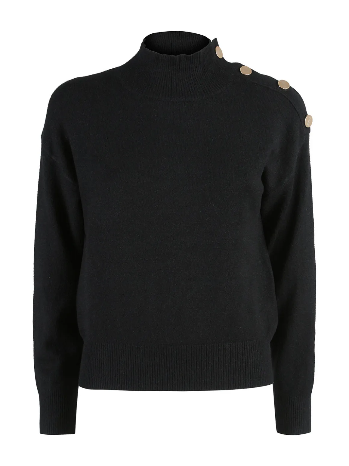 Nova Pullover donna a collo alto con bottoni - nero
