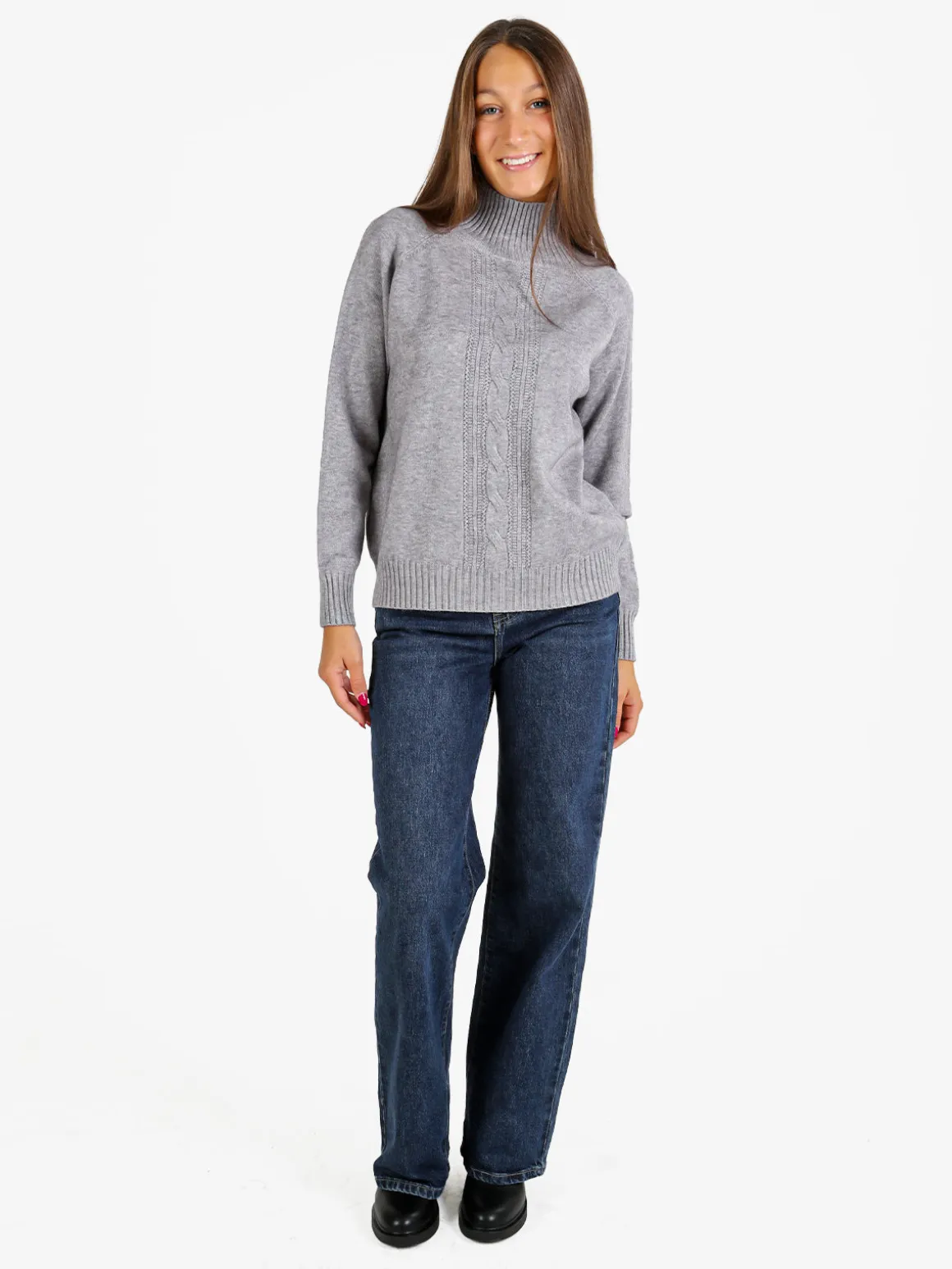 Nova Pullover donna con collo alto - grigio