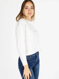 Nova Pullover donna girocollo con strass - bianco