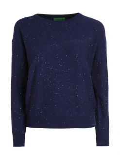 Nova Pullover donna girocollo con strass - blu
