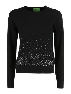 Nova Pullover girocollo donna con strass - nero