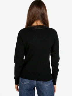 Nova Pullover girocollo donna con strass - nero