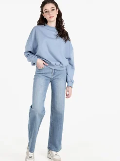 Nove&Nove Jeans donna a gamba dritta con strass