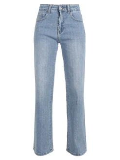 Nove&Nove Jeans donna a gamba dritta con strass