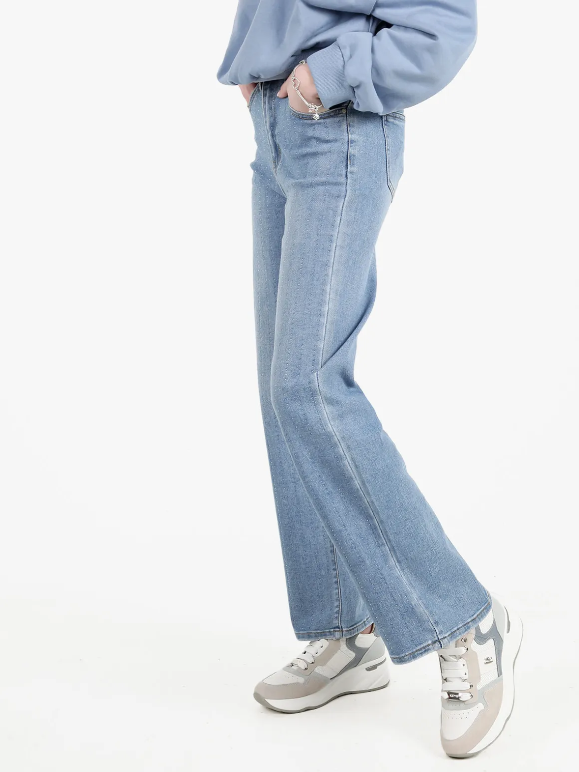 Nove&Nove Jeans donna a gamba dritta con strass