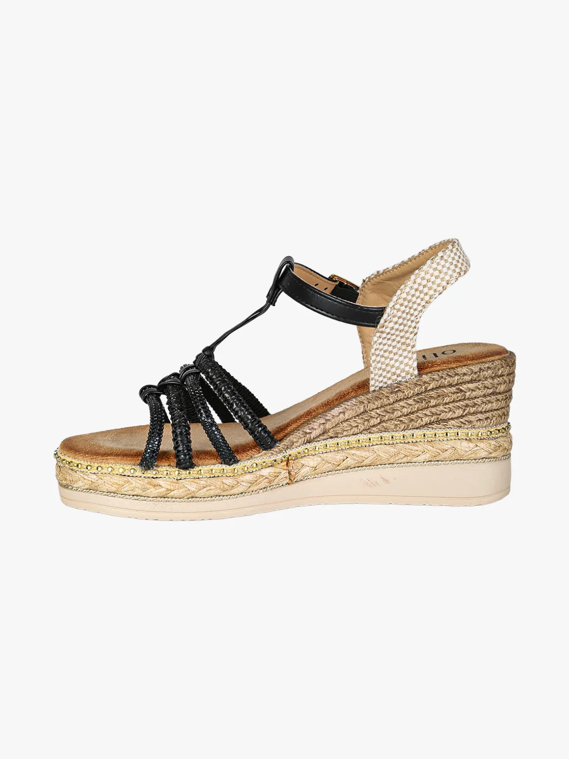Olivia Sandali donna con zeppa e plateau - nero