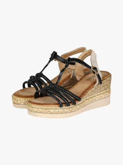 Olivia Sandali donna con zeppa e plateau - nero