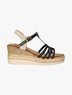 Olivia Sandali donna con zeppa e plateau - nero