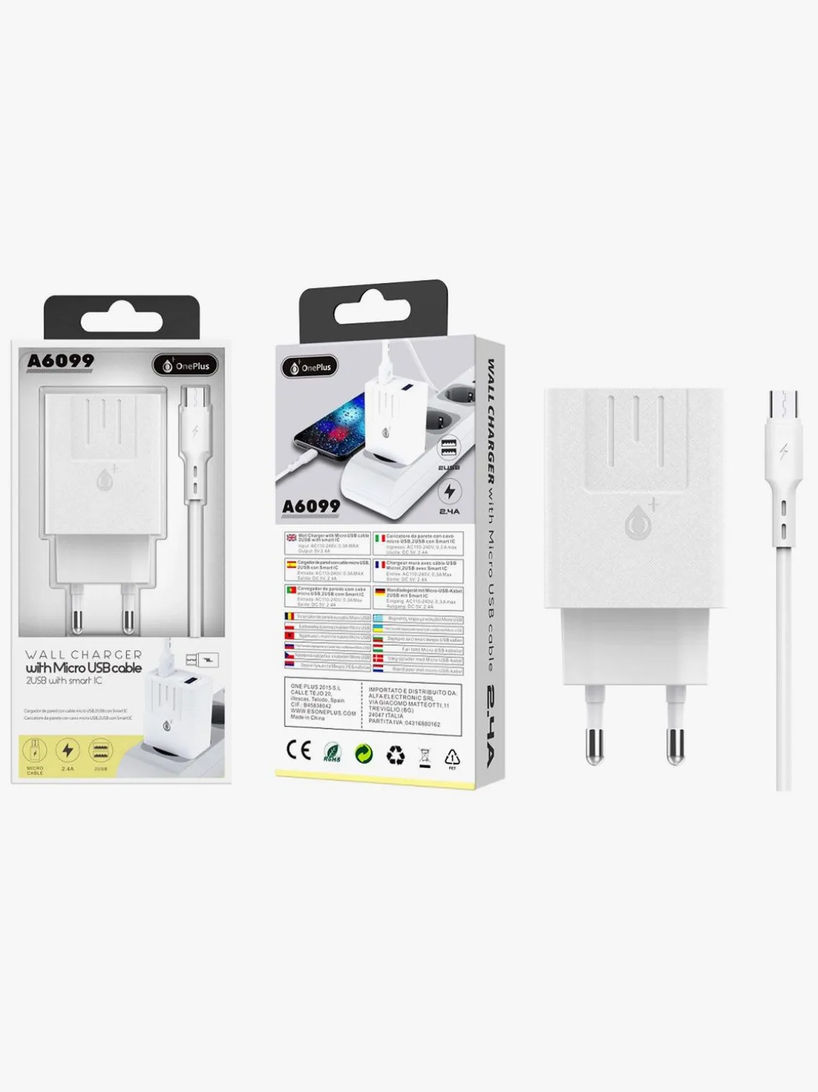 Oneplus Caricatore da parete con cavo micro usb