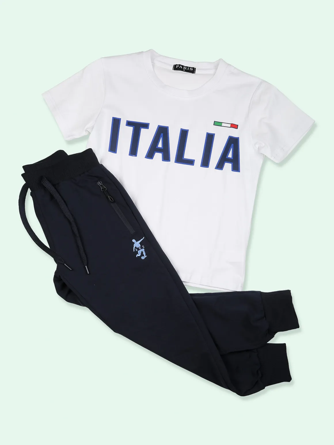 Paris T-shirt da ragazzo in cotone con stampa ITALIA - bianco