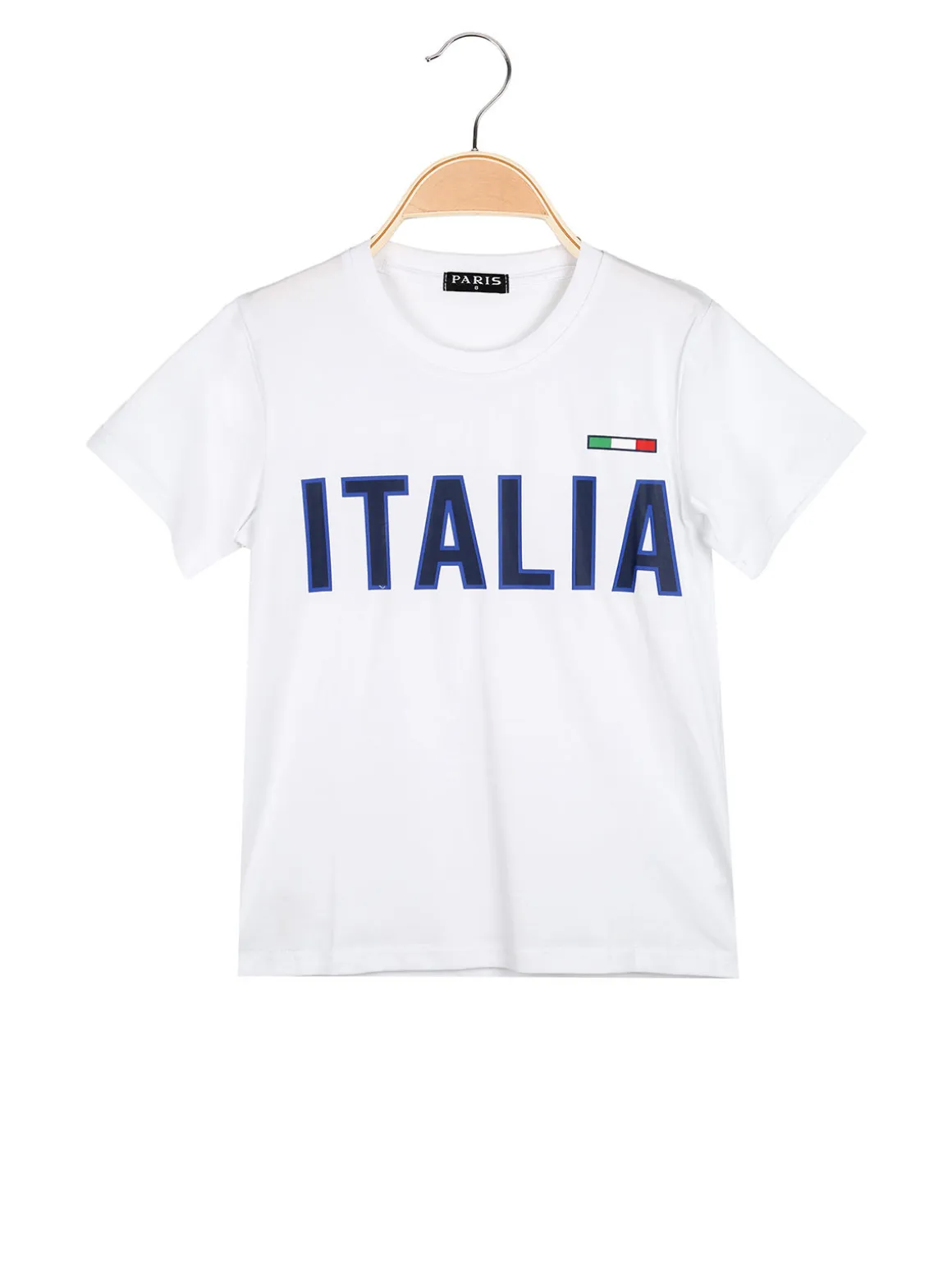 Paris T-shirt da ragazzo in cotone con stampa ITALIA - bianco