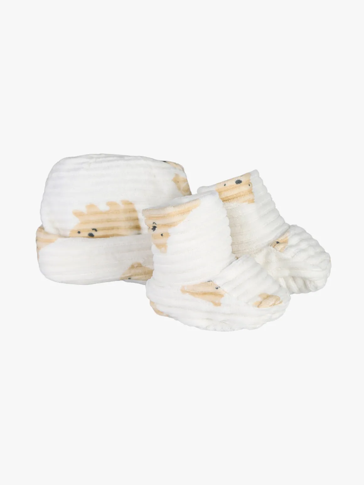 Pastello Set regalo neonati con babbucce e cappellino - panna