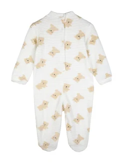 Pastello Tutina in ciniglia da neonati con stampe - beige