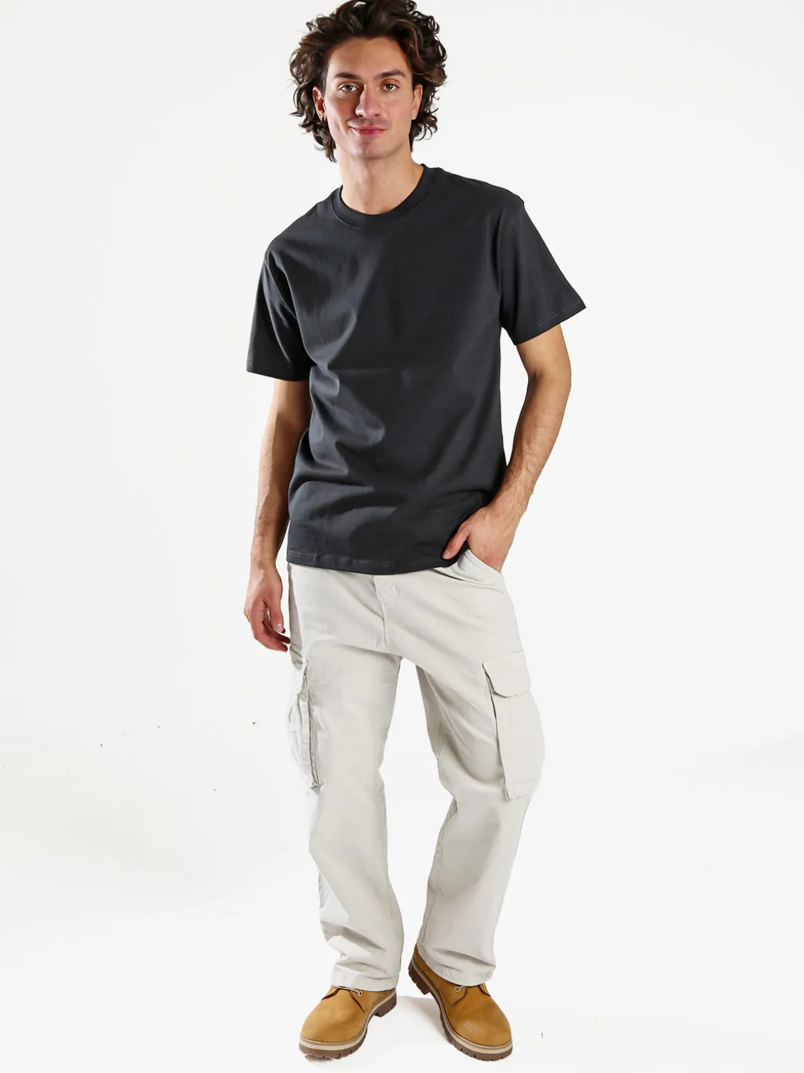 Paterson T-shirt girocollo da uomo in cotone - grigio scuro