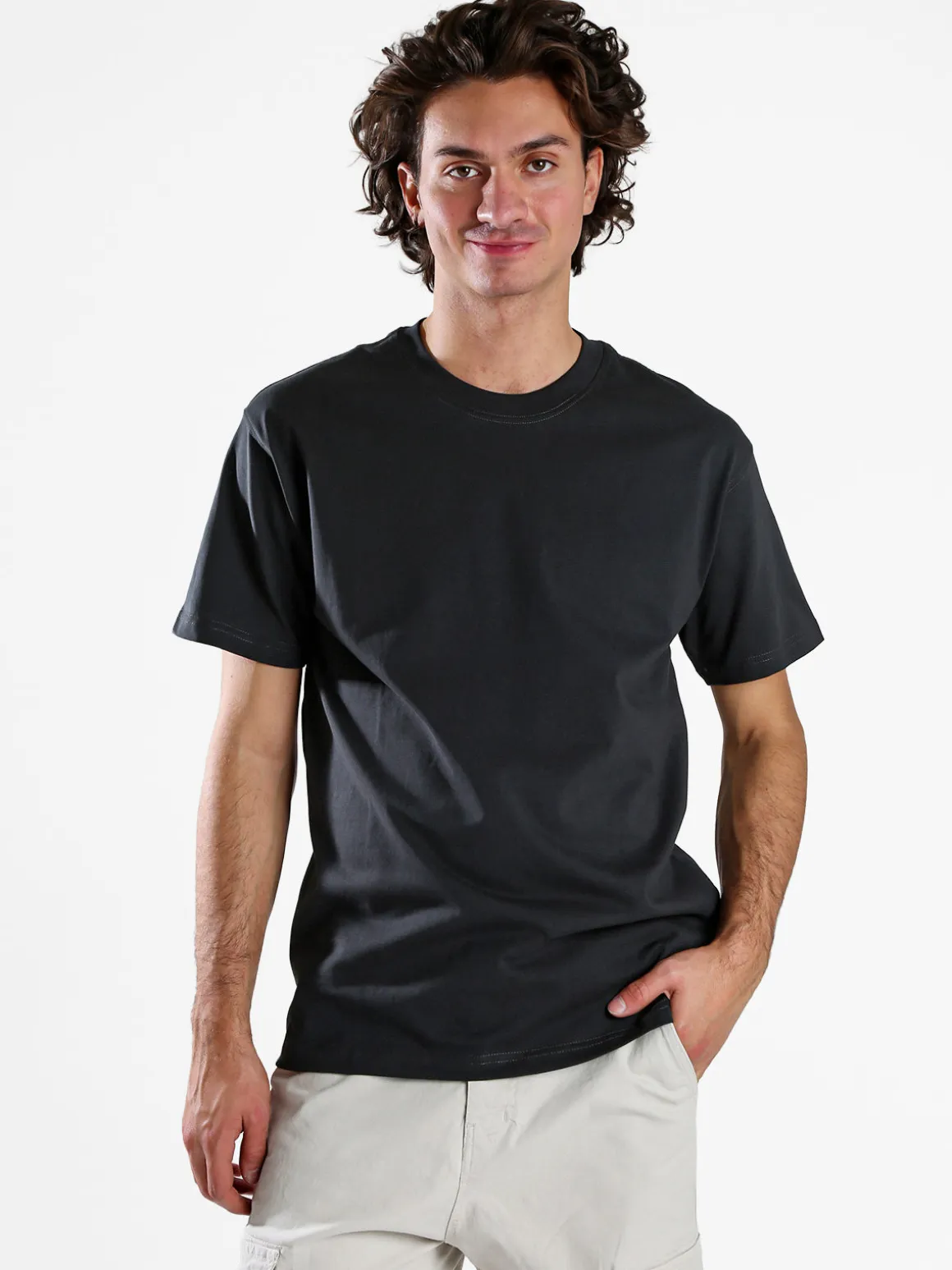 Paterson T-shirt girocollo da uomo in cotone - grigio scuro