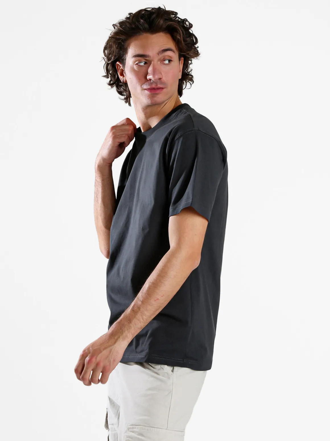 Paterson T-shirt girocollo da uomo in cotone - grigio scuro