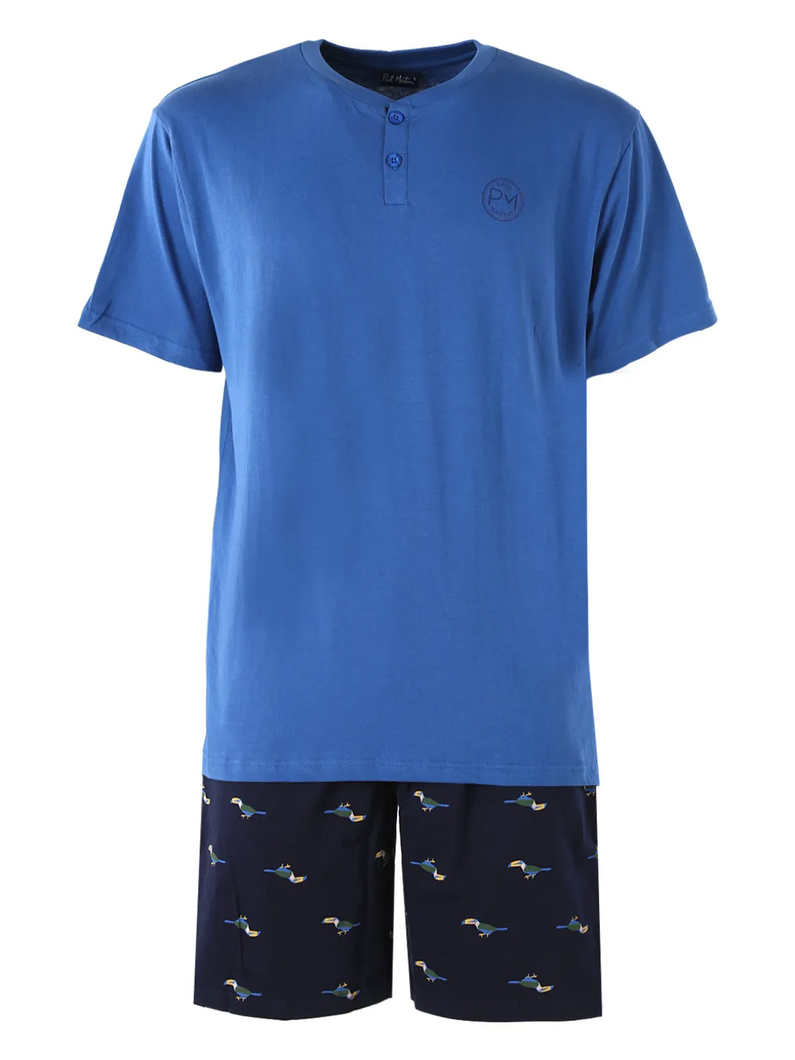 Paul Martin Pigiama corto da uomo in cotone naturale - blu
