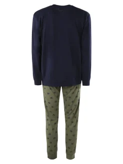 Paul Martin Pigiama lungo da uomo in cotone naturale - blu scuro