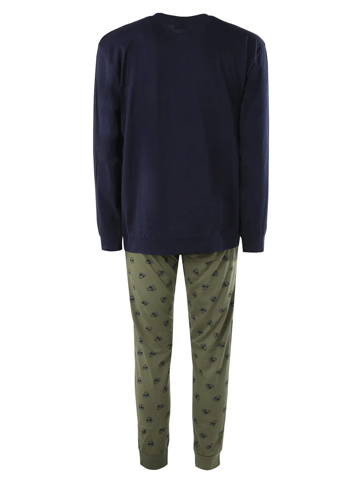 Paul Martin Pigiama lungo da uomo in cotone naturale - blu scuro