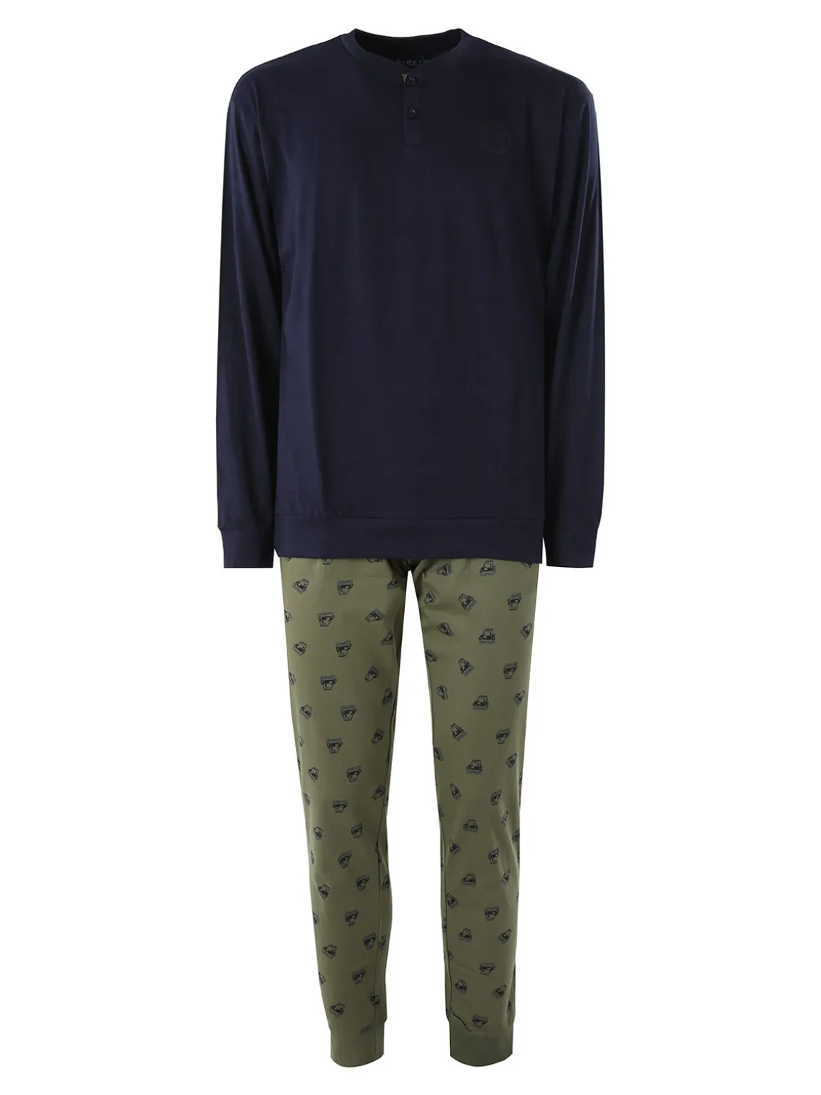 Paul Martin Pigiama lungo da uomo in cotone naturale - blu scuro
