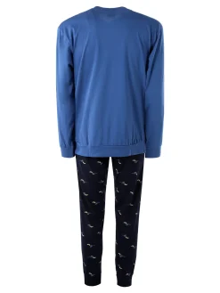 Paul Martin Pigiama lungo da uomo in cotone naturale - jeans