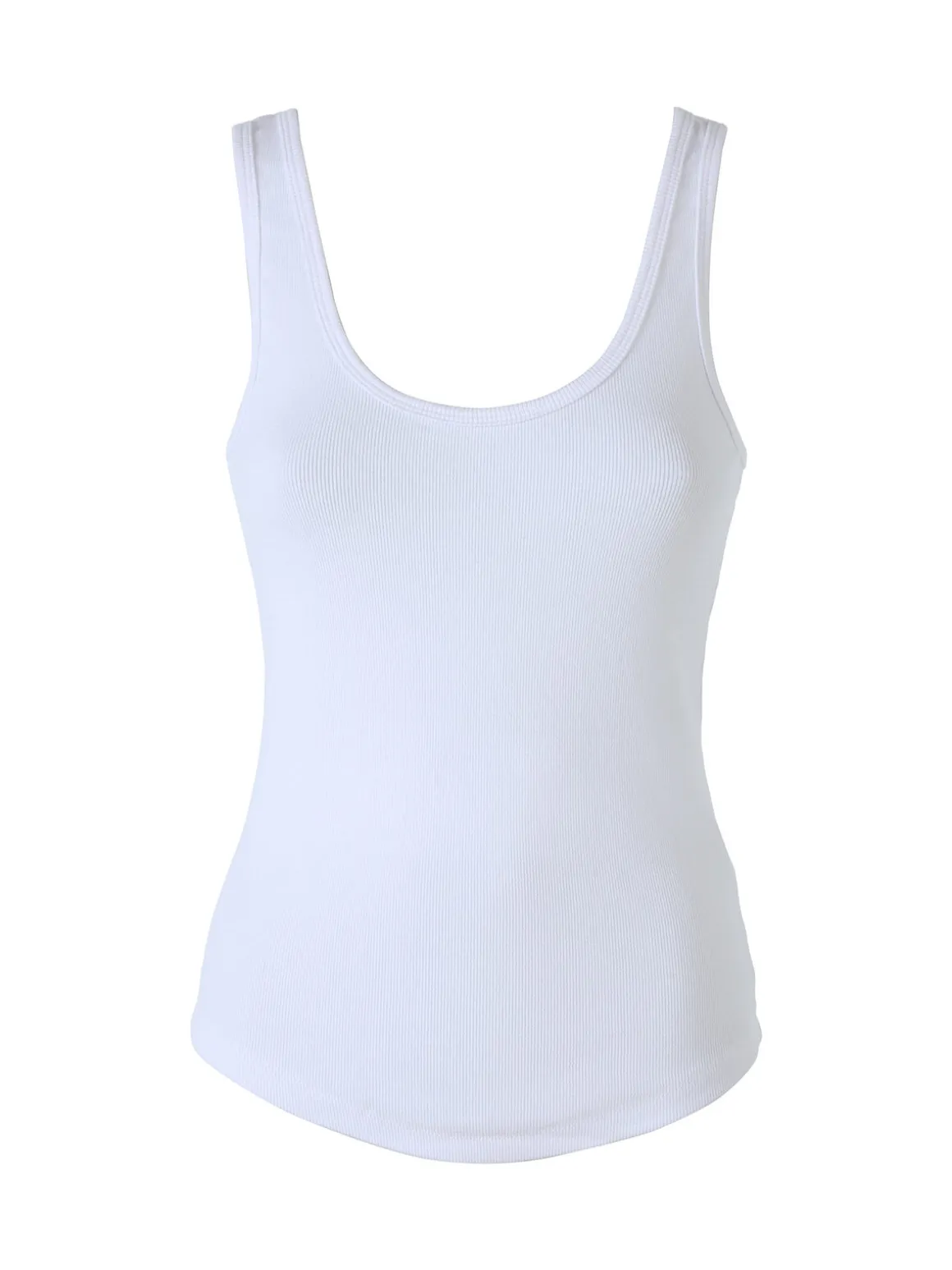 Peafowl Top da donna in cotone elasticizzato a costine - bianco