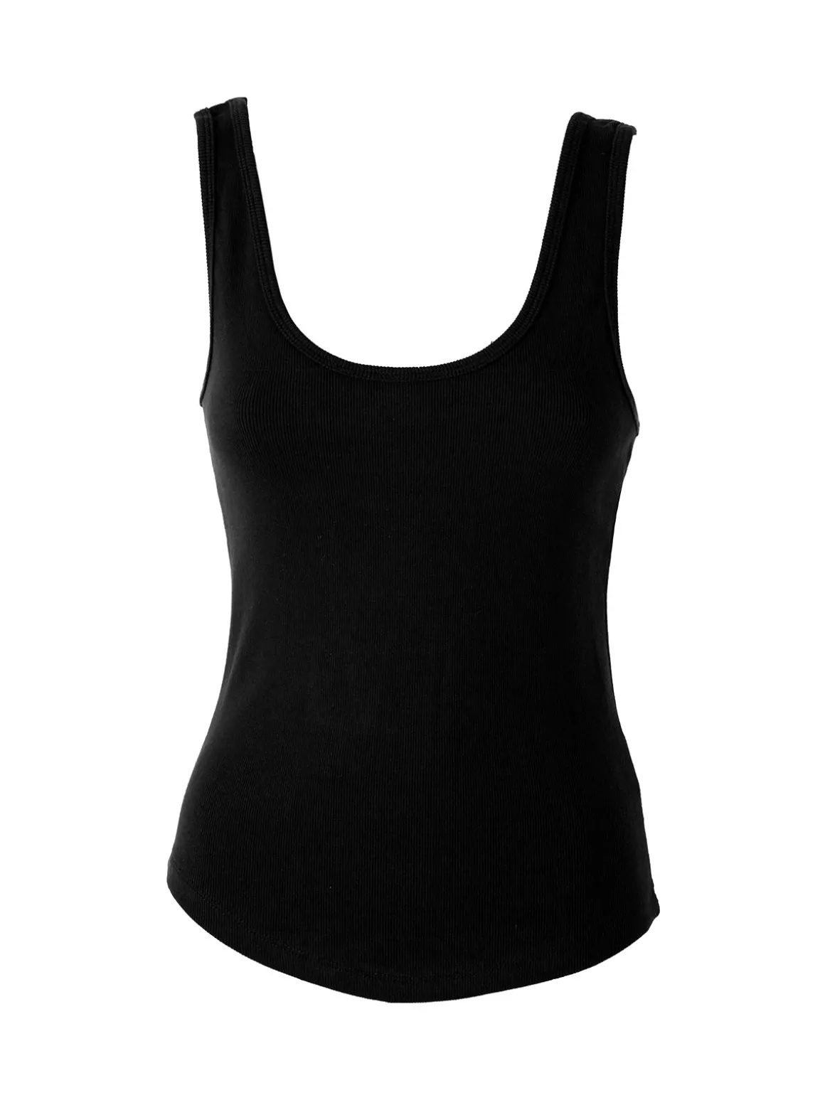 Peafowl Top da donna in cotone elasticizzato a costine - nero