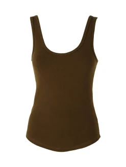 Peafowl Top da donna in cotone elasticizzato a costine - tabacco
