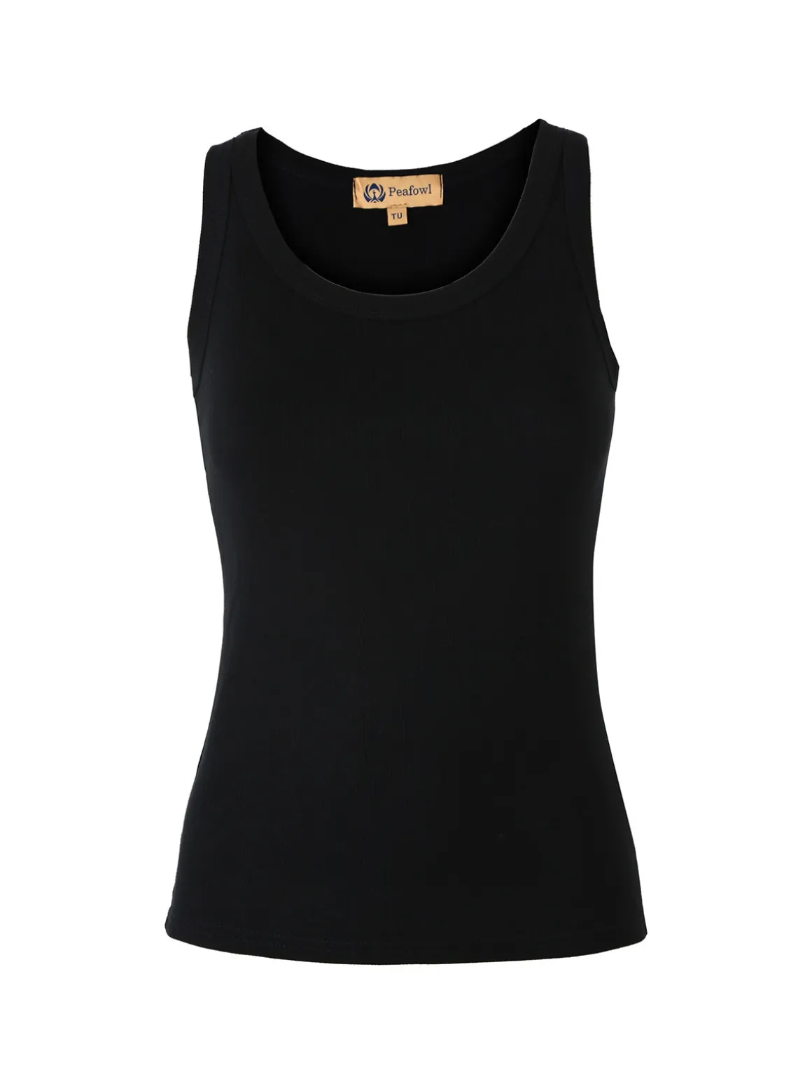 Peafowl Top girocollo da donna a costine - nero
