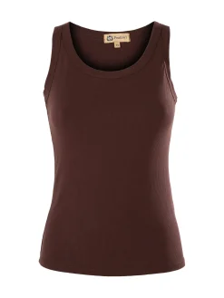 Peafowl Top girocollo da donna a costine - moro