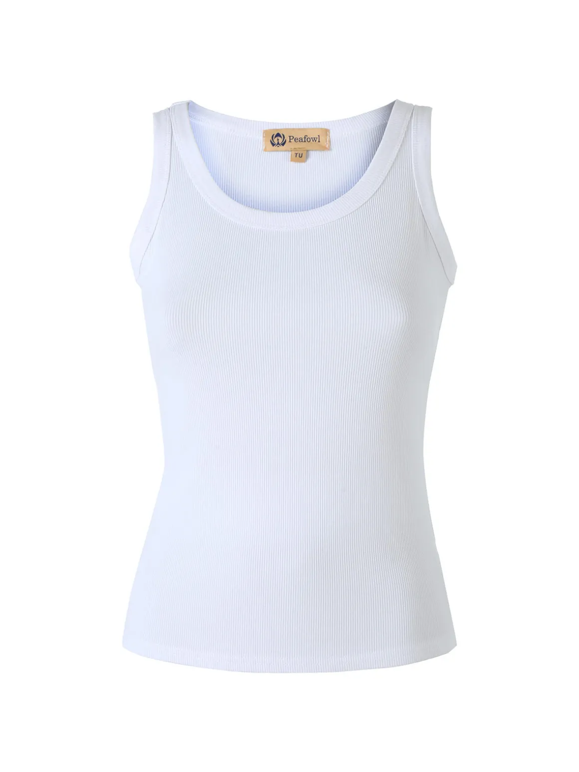 Peafowl Top girocollo da donna a costine - bianco