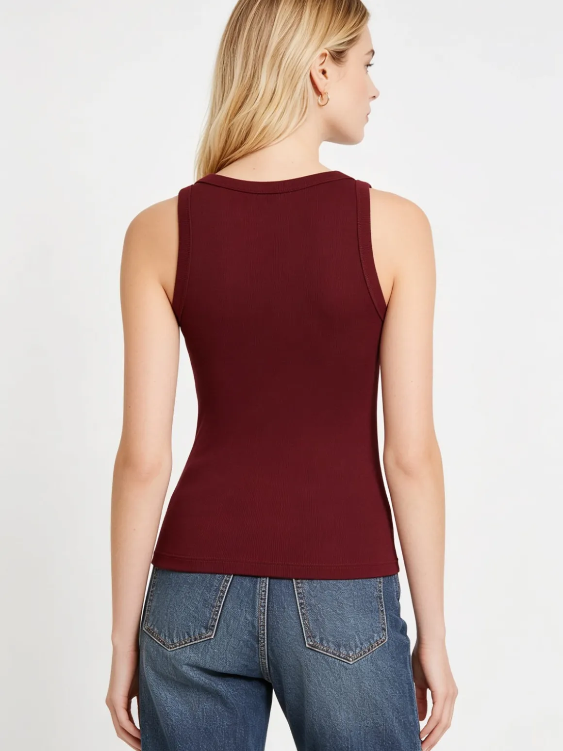 Peafowl Top girocollo da donna a costine - bordeaux
