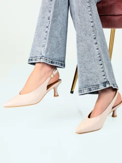 Phard Slingback donna a punta con tacco a rocchetto - beige