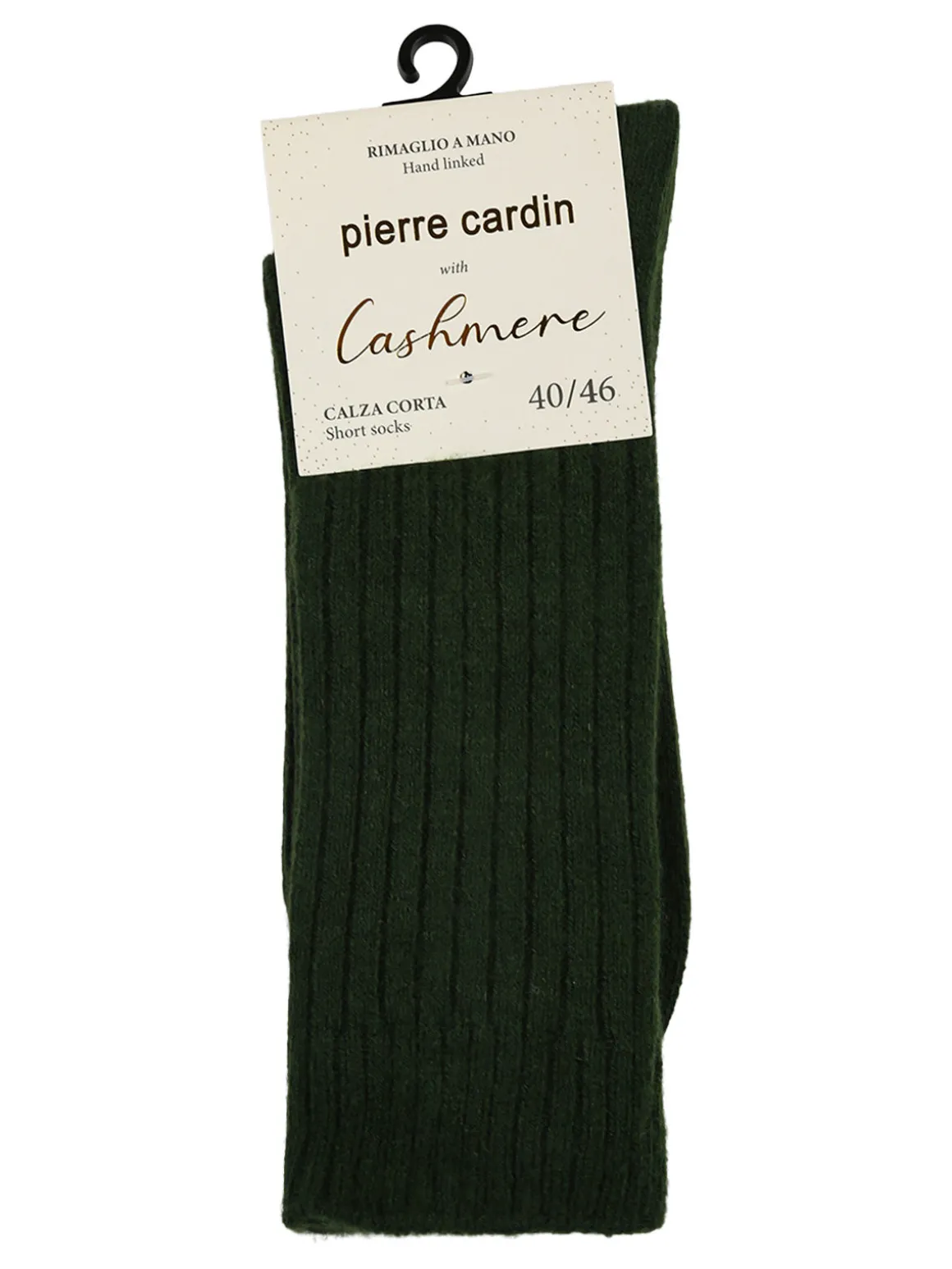 Pierre Cardin Calze corte da uomo in misto lana e cashmere a coste - verde