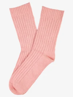 Pierre Cardin Calze corte donna in misto lana e cashmere a costine - rosa
