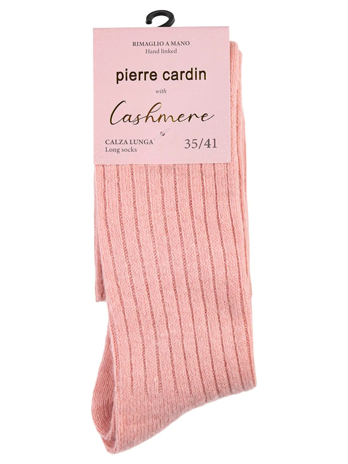 Pierre Cardin Calze lunghe in misto lana e cashmere a costine - rosa