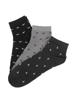 Pierre Cardin Confezione da 3 paia di calze corte da uomo in filo di scozia con stampe