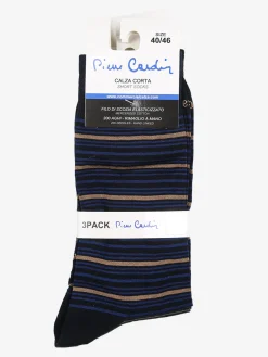 Pierre Cardin Confezione da 3 paia di calze corte da uomo rigate in filo di scozia