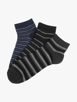 Pierre Cardin Confezione da 3 paia di calze corte rigate da uomo in filo di scozia