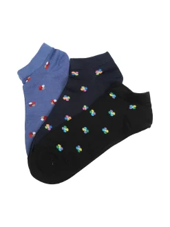 Pierre Cardin Confezione da 3 paia di calze corte da uomo in filo di scozia con stampe