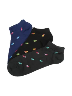 Pierre Cardin Confezione da 3 paia di calze corte da uomo in filo di scozia con stampe