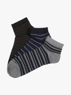 Pierre Cardin Confezione da 3 paia di calze corte rigate da uomo in filo di scozia