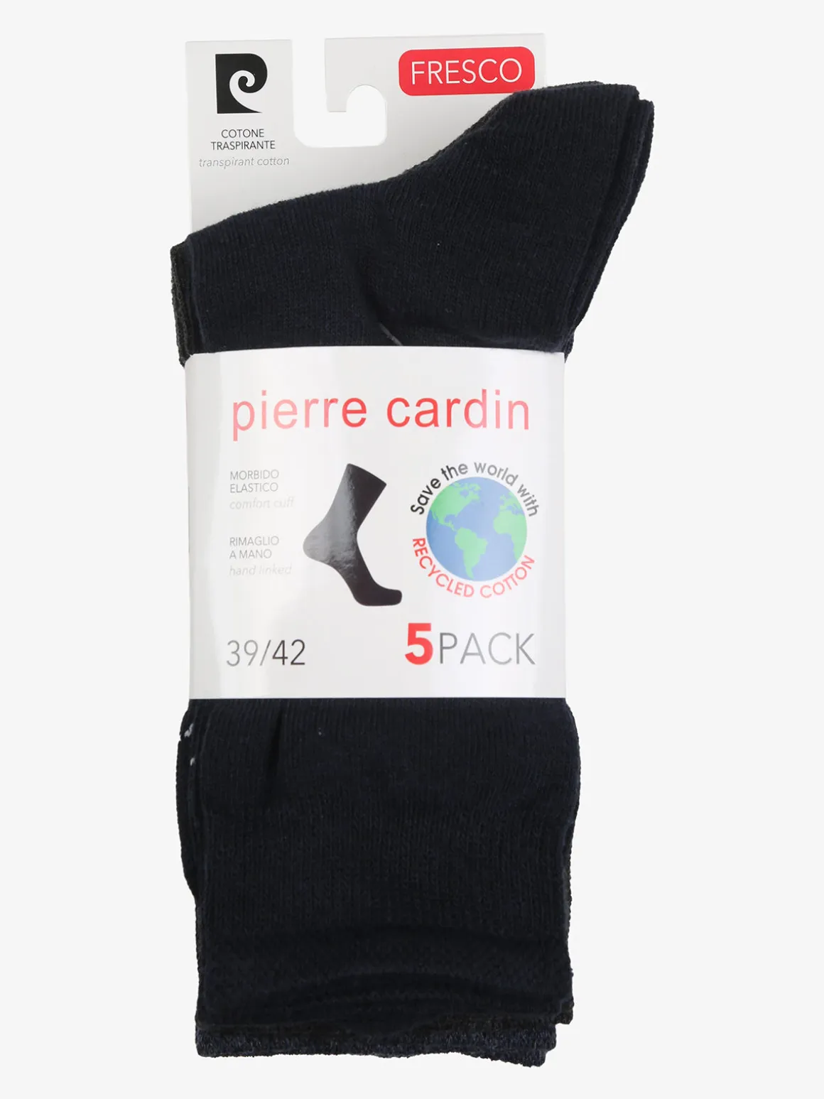 Pierre Cardin Confezione da 5 paia di calze lunghe da uomo in fresco cotone - assortito