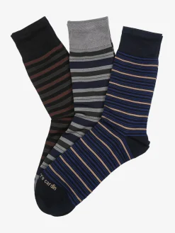 Pierre Cardin Confezione da 3 paia di calze corte da uomo rigate in filo di scozia