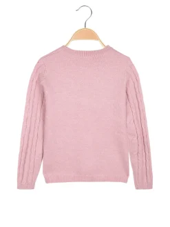 Pink Baby Maglione a treccia da bambina con sciarpa