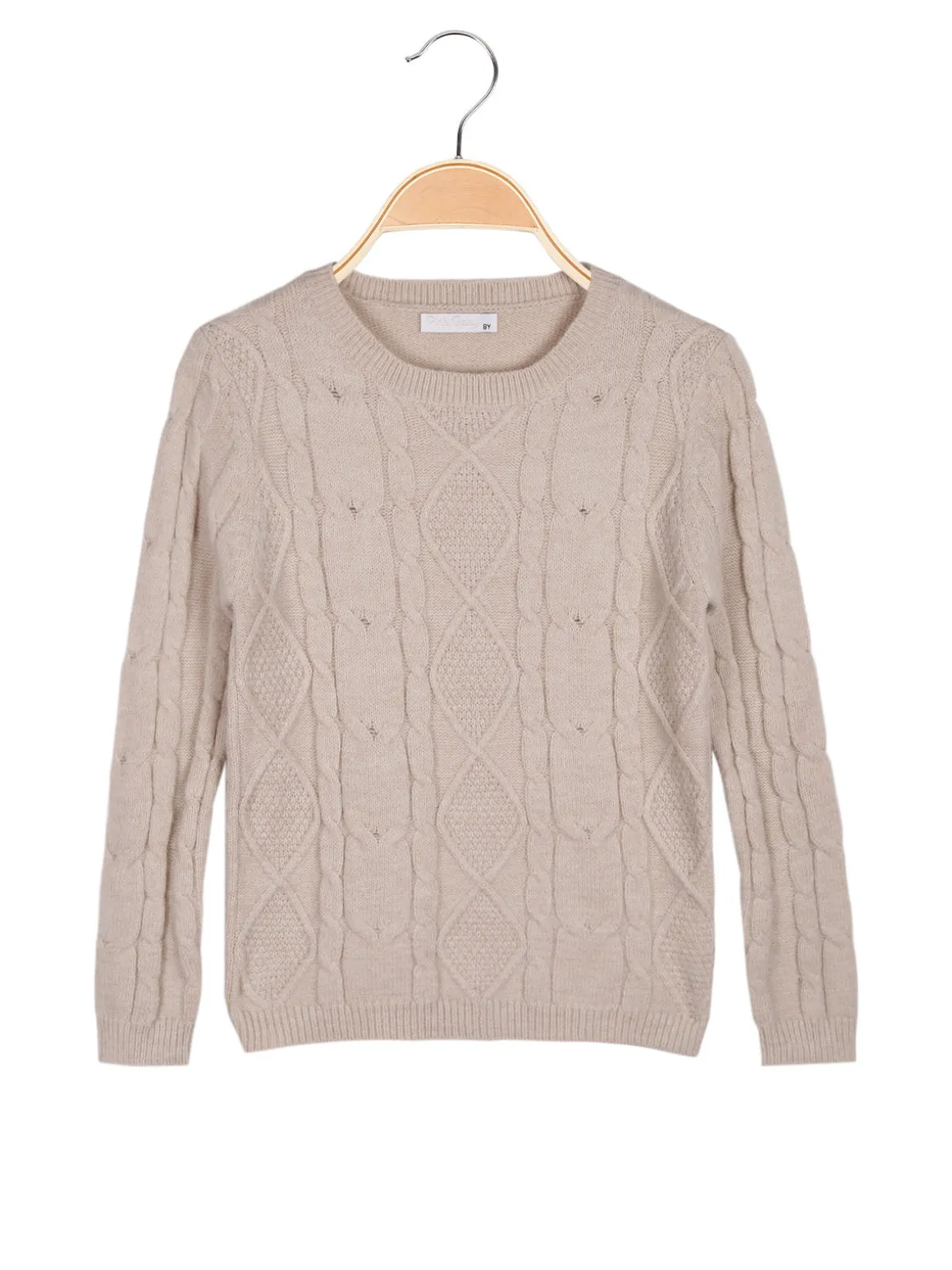 Pink Baby Maglione a treccia da bambina con sciarpa